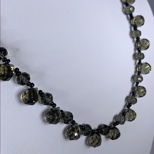 Vintage Smoky glass bead necklace